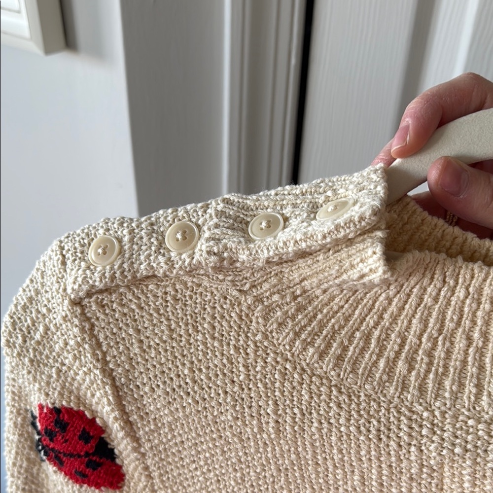 Maeve Cream Sweater with Red Ladybug Motif - Picture 3 of 3